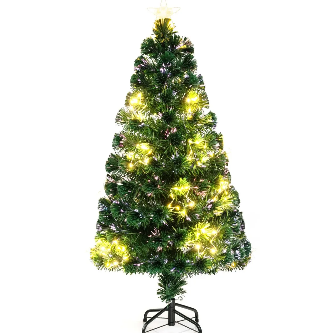 120 / 150 / 180 cm Künstlicher Weihnachtsbaum aus Glasfaser mit Beleuchtung Tannenbaum