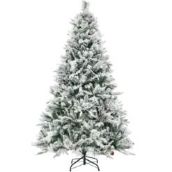180 cm Künstlicher Weihnachtsbaum mit Schnee & 8 Lichtmodi & 850 PE PVC Zweigspitzen