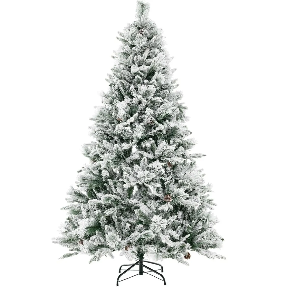 180 cm Künstlicher Weihnachtsbaum mit Schnee & 8 Lichtmodi & 850 PE PVC Zweigspitzen