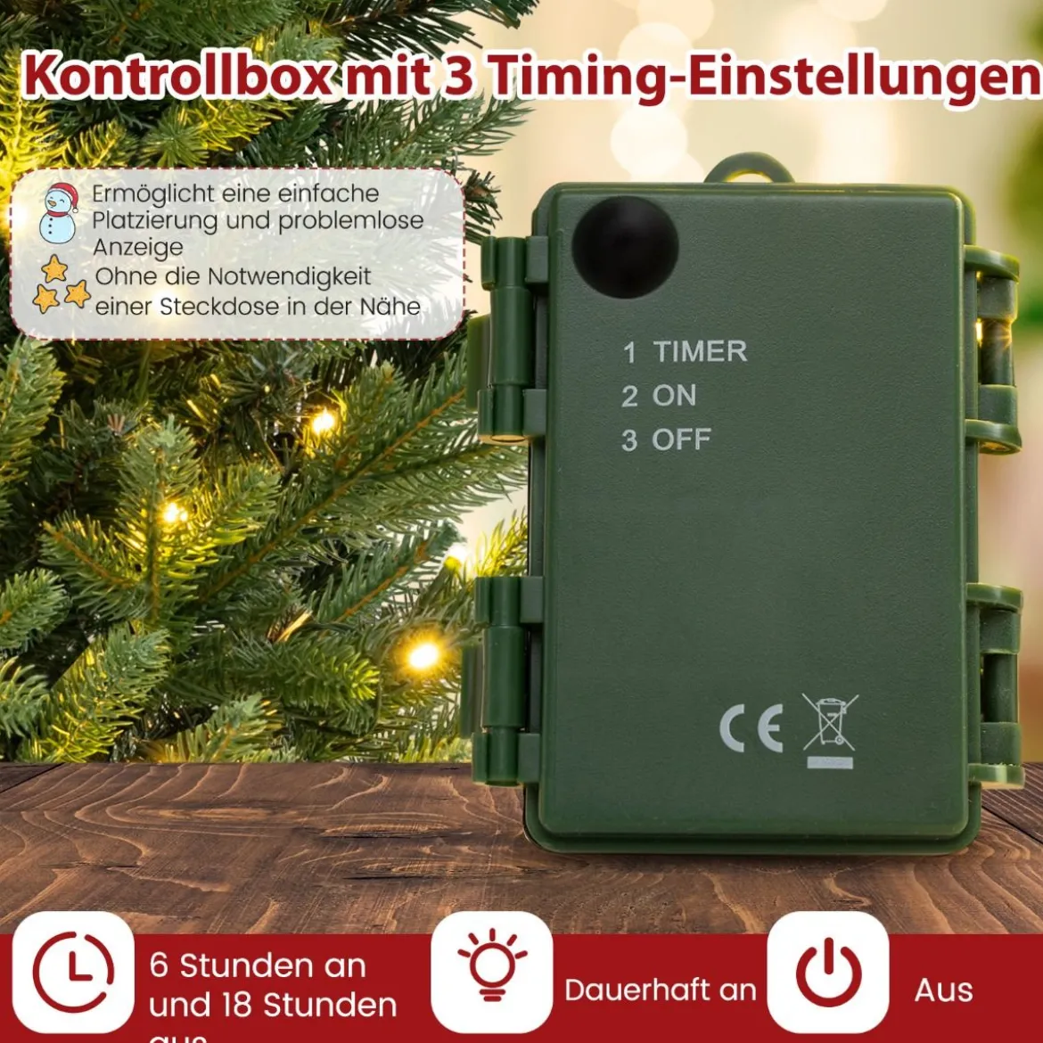 90cm Künstlicher Weihnachtsbaum mit 50 LED-Leuchten&Timer-Funktion Tannenbaum Grün