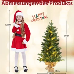 90cm Künstlicher Weihnachtsbaum mit 50 LED-Leuchten&Timer-Funktion Tannenbaum Grün