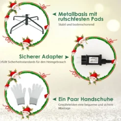 180 cm Künstlicher Weihnachtsbaum mit LEDs in Mehrfarbig & Warmweiß & 11 Lichtmodi