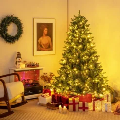 180 cm Künstlicher Weihnachtsbaum mit LEDs in Mehrfarbig & Warmweiß & 11 Lichtmodi
