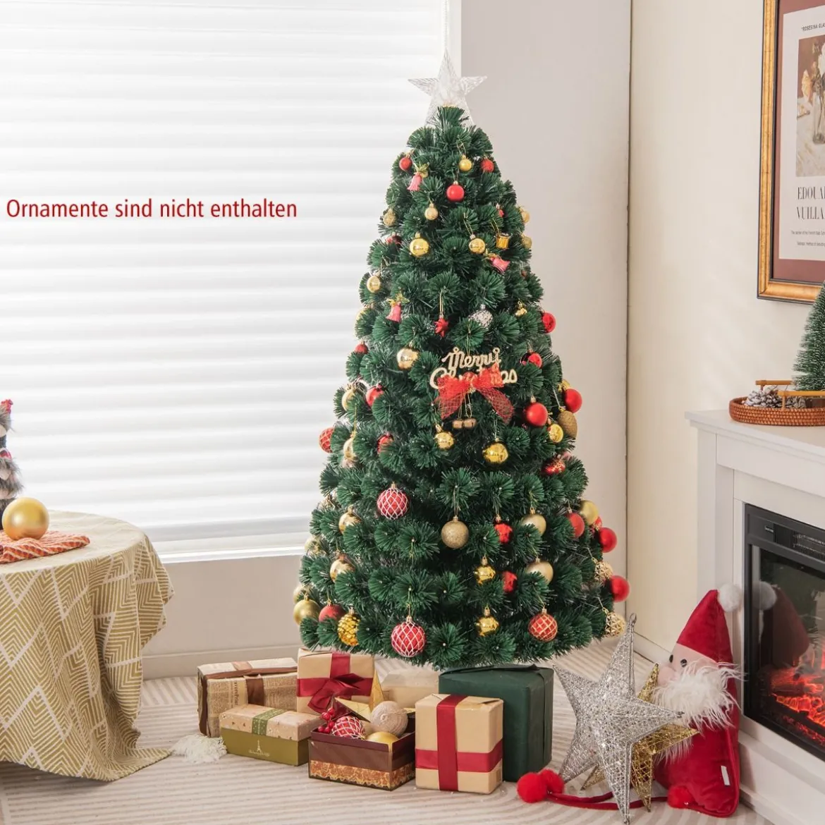 150 cm Künstlicher Weihnachtsbaum mit 8 Beleuchtungsmodi Christbaum in Glasfaseroptik