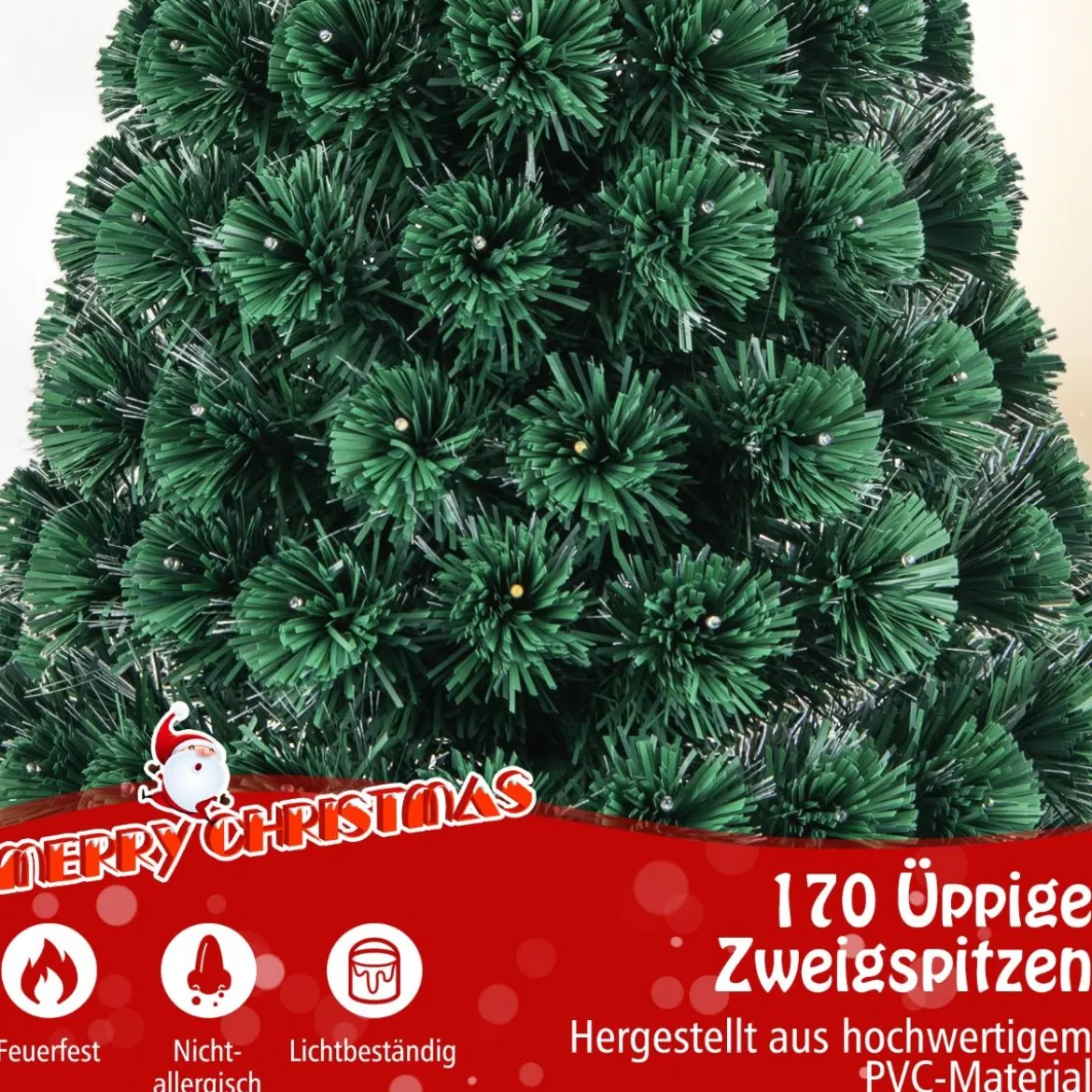 150 cm Künstlicher Weihnachtsbaum mit 8 Beleuchtungsmodi Christbaum in Glasfaseroptik