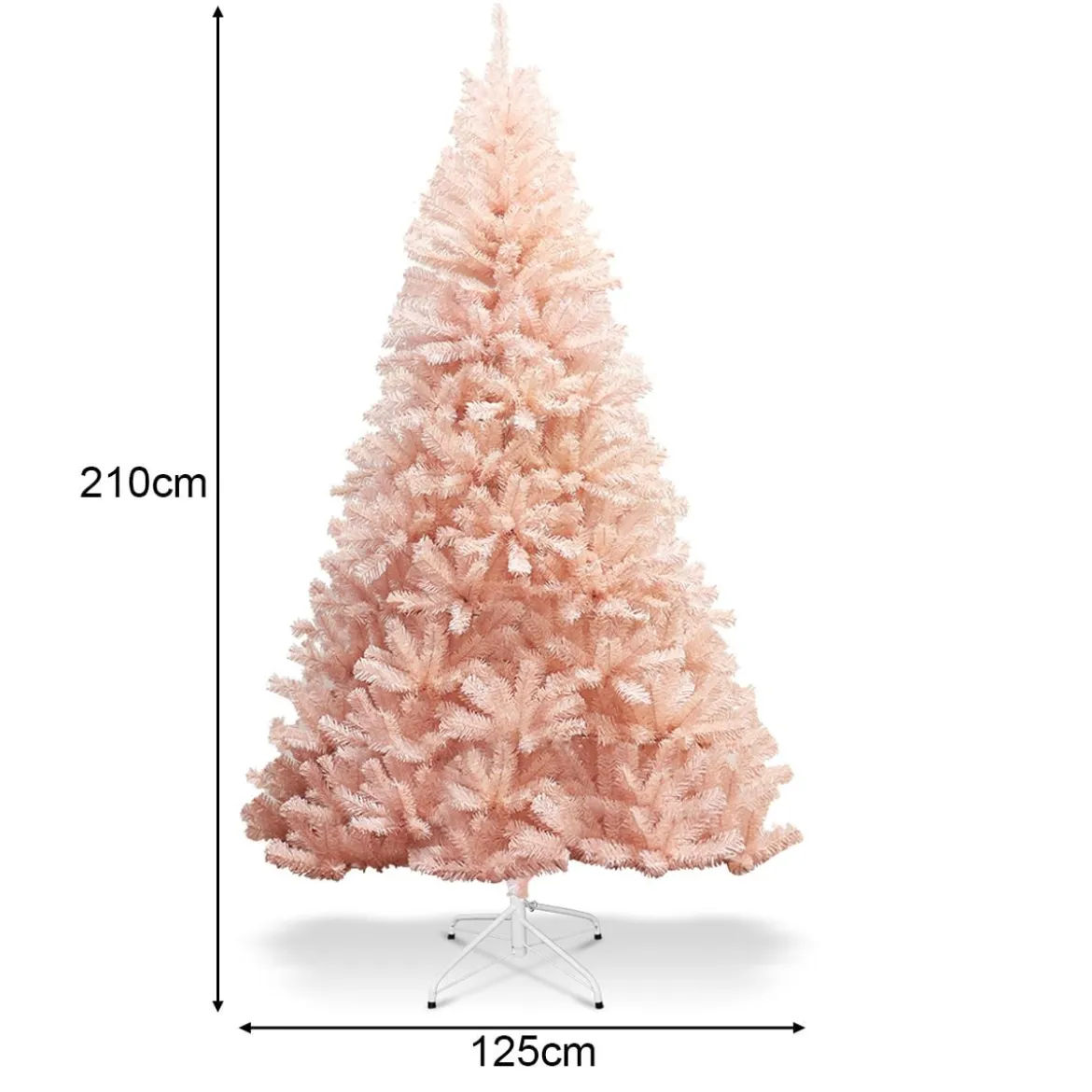 210 cm Künstlicher Weihnachtsbaum Premium-PVC-Nadeln mit stabilem Metallständer Rosa