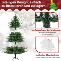 180 cm Künstlicher Weihnachtsbaum mit 8 Lichtmodi & 280 warmweißen LED-Lichtern