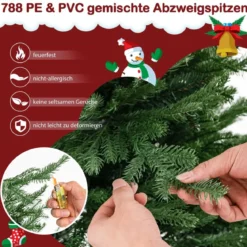 180 cm Künstlicher Weihnachtsbaum mit 8 Lichtmodi & 280 warmweißen LED-Lichtern