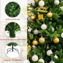 210 cm Künstlicher Weihnachtsbaum Tannenbaum mit Metallständer Kunstbaum Weihnachten Grün