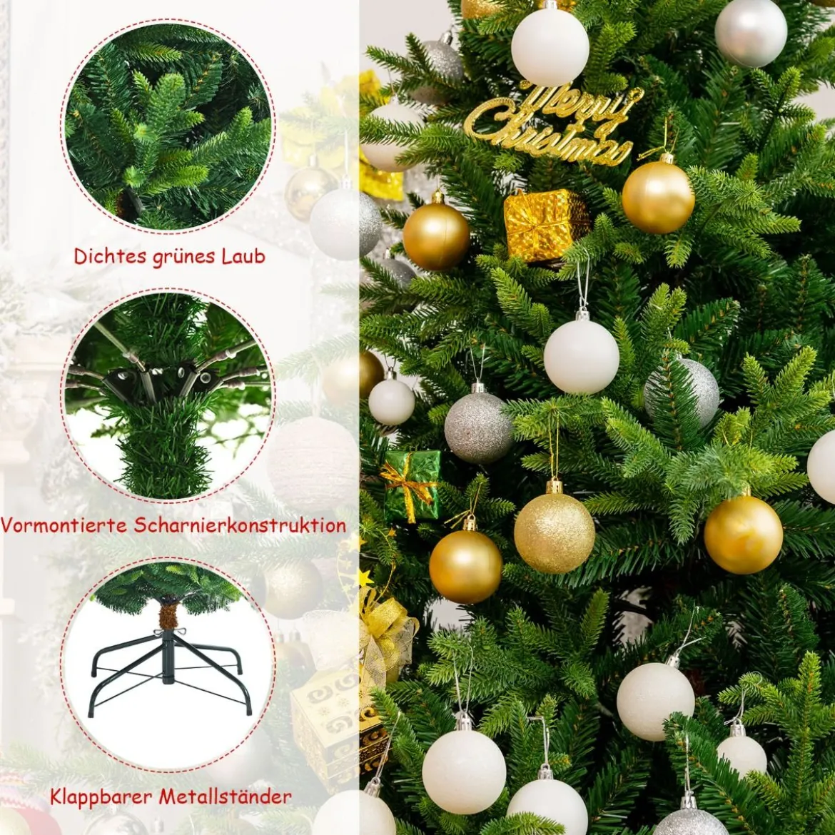 210 cm Künstlicher Weihnachtsbaum Tannenbaum mit Metallständer Kunstbaum Weihnachten Grün