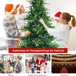 210 cm Künstlicher Weihnachtsbaum Tannenbaum mit Metallständer Kunstbaum Weihnachten Grün