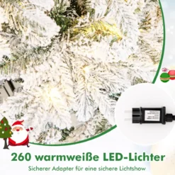 180 cm Künstlicher Weihnachtsbaum mit Beleuchtung & 260 LEDs in Warmweiß