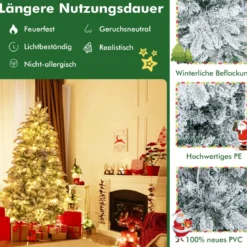 180 cm Künstlicher Weihnachtsbaum mit Beleuchtung & 260 LEDs in Warmweiß