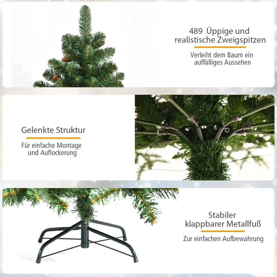 150 cm Künstlicher Weihnachtsbaum Klappbarer Tannenbaum Grün