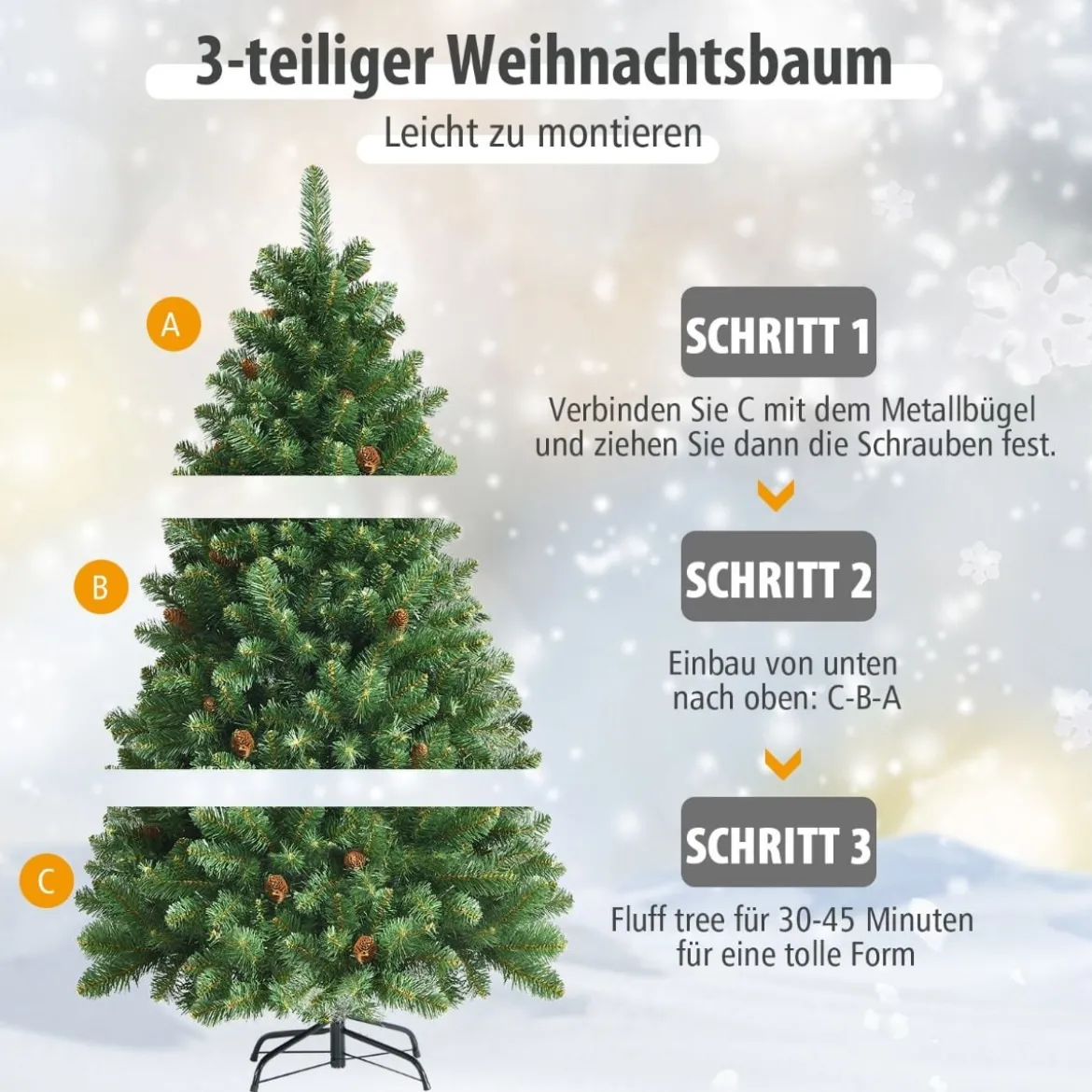 150 cm Künstlicher Weihnachtsbaum Klappbarer Tannenbaum Grün