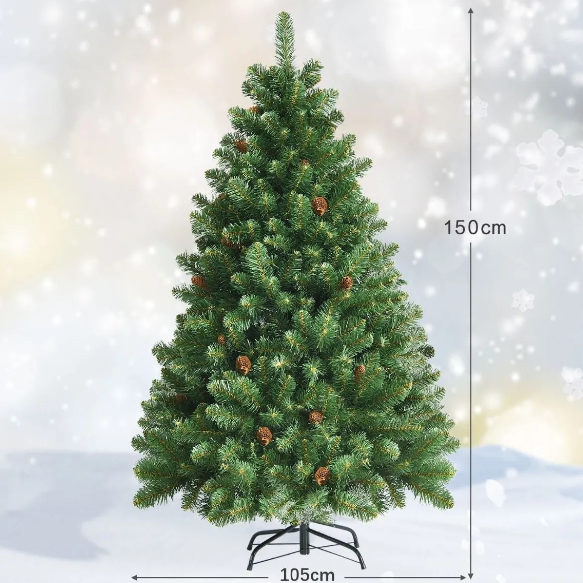 150 cm Künstlicher Weihnachtsbaum Klappbarer Tannenbaum Grün