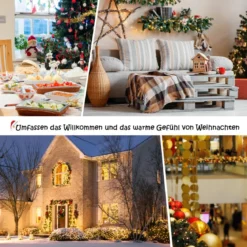 150/180/210/240 cm Künstlicher Weihnachtsbaum mit Schneeflocken roten Beeren und Kiefernzapfen Grün