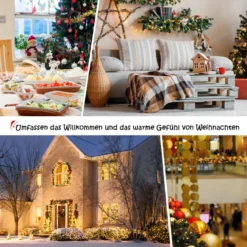 150/180/210/240 cm Künstlicher Weihnachtsbaum mit Schneeflocken roten Beeren und Kiefernzapfen Grün