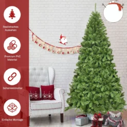 230 cm Künstlicher Weihnachtsbaum mit Metallständer Christbaum Weihnachten Grün