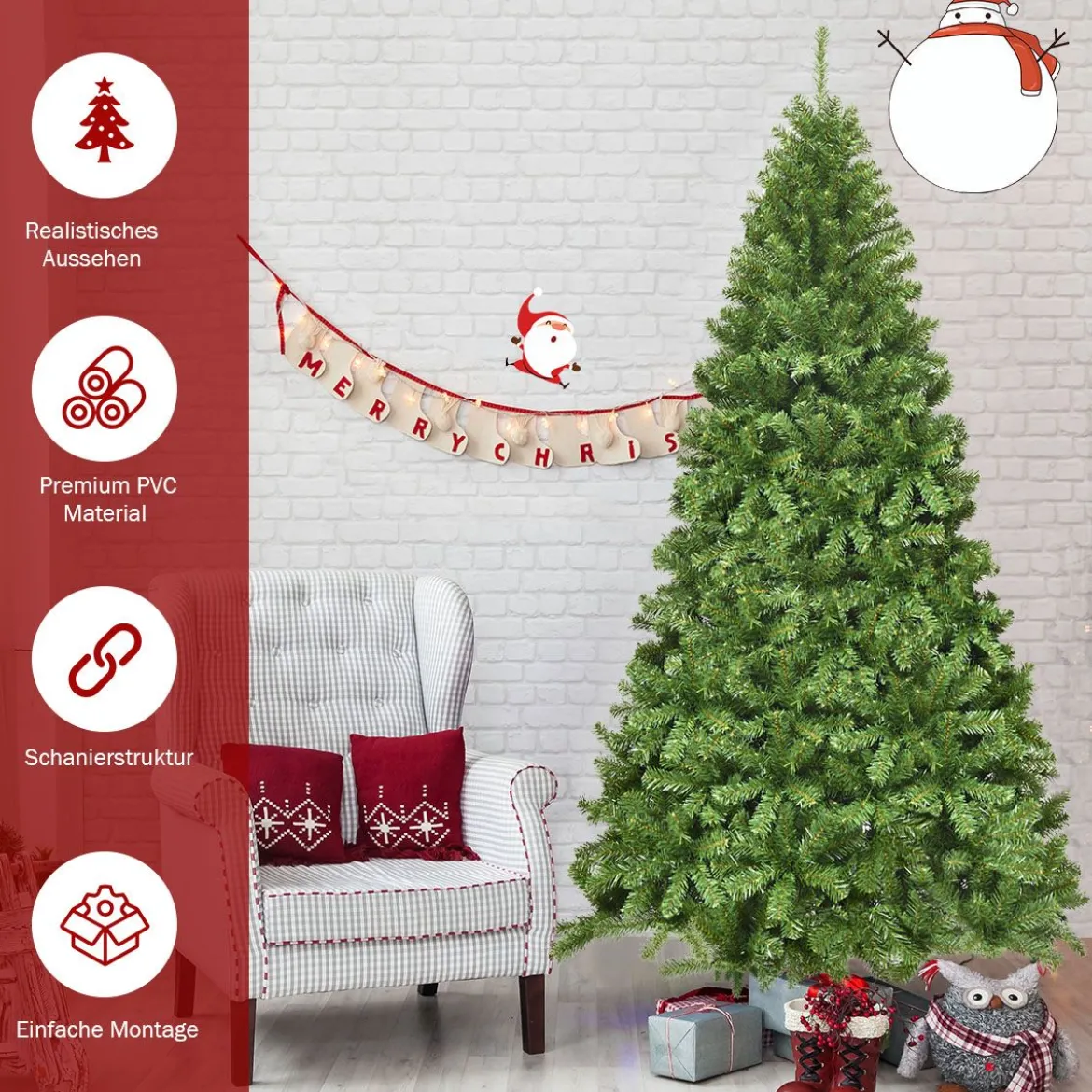 230 cm Künstlicher Weihnachtsbaum mit Metallständer Christbaum Weihnachten Grün