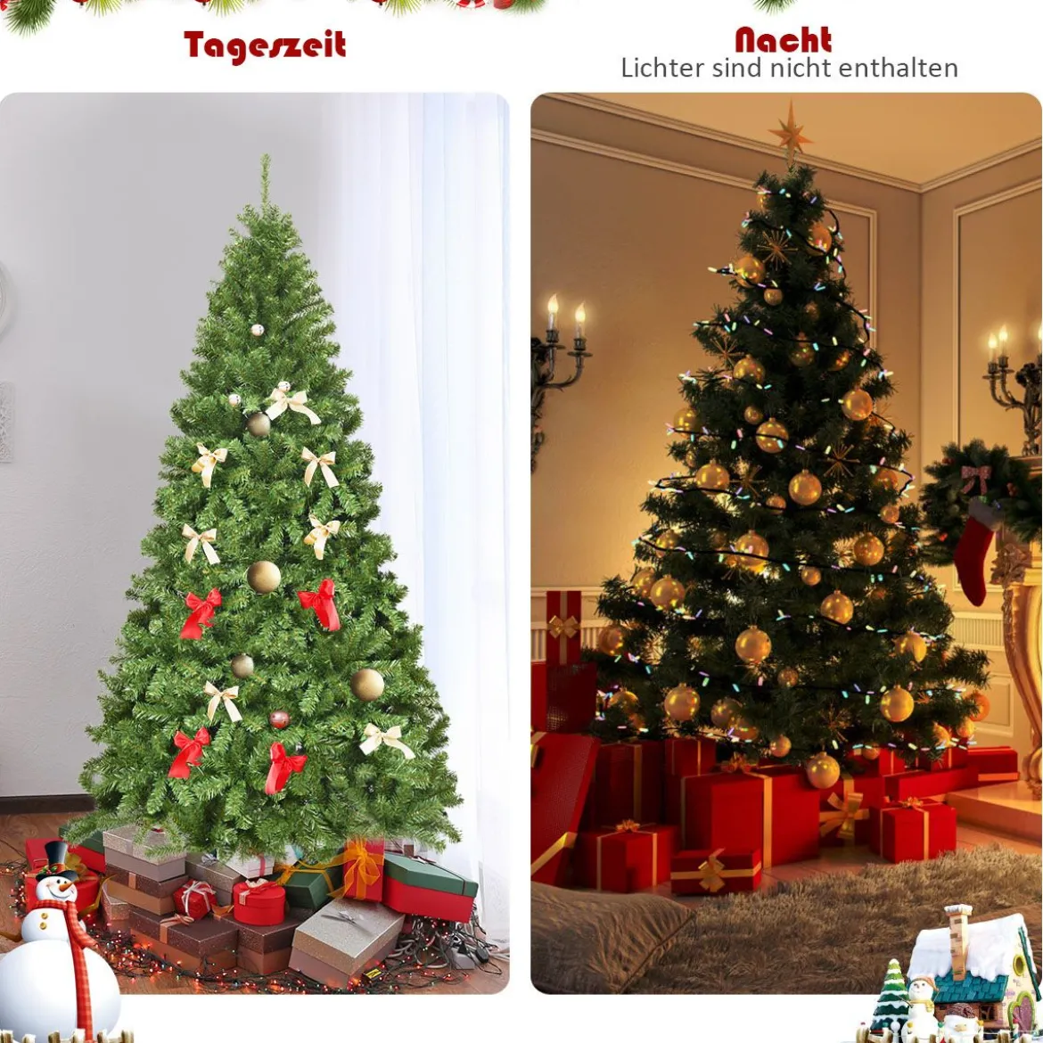 230 cm Künstlicher Weihnachtsbaum mit Metallständer Christbaum Weihnachten Grün