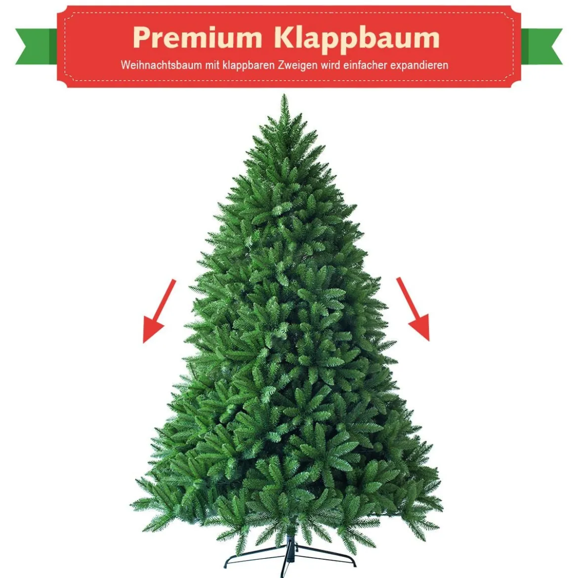 225 cm Künstlicher Weihnachtsbaum hochwertige PVC-Nadeln Christbaum Grün