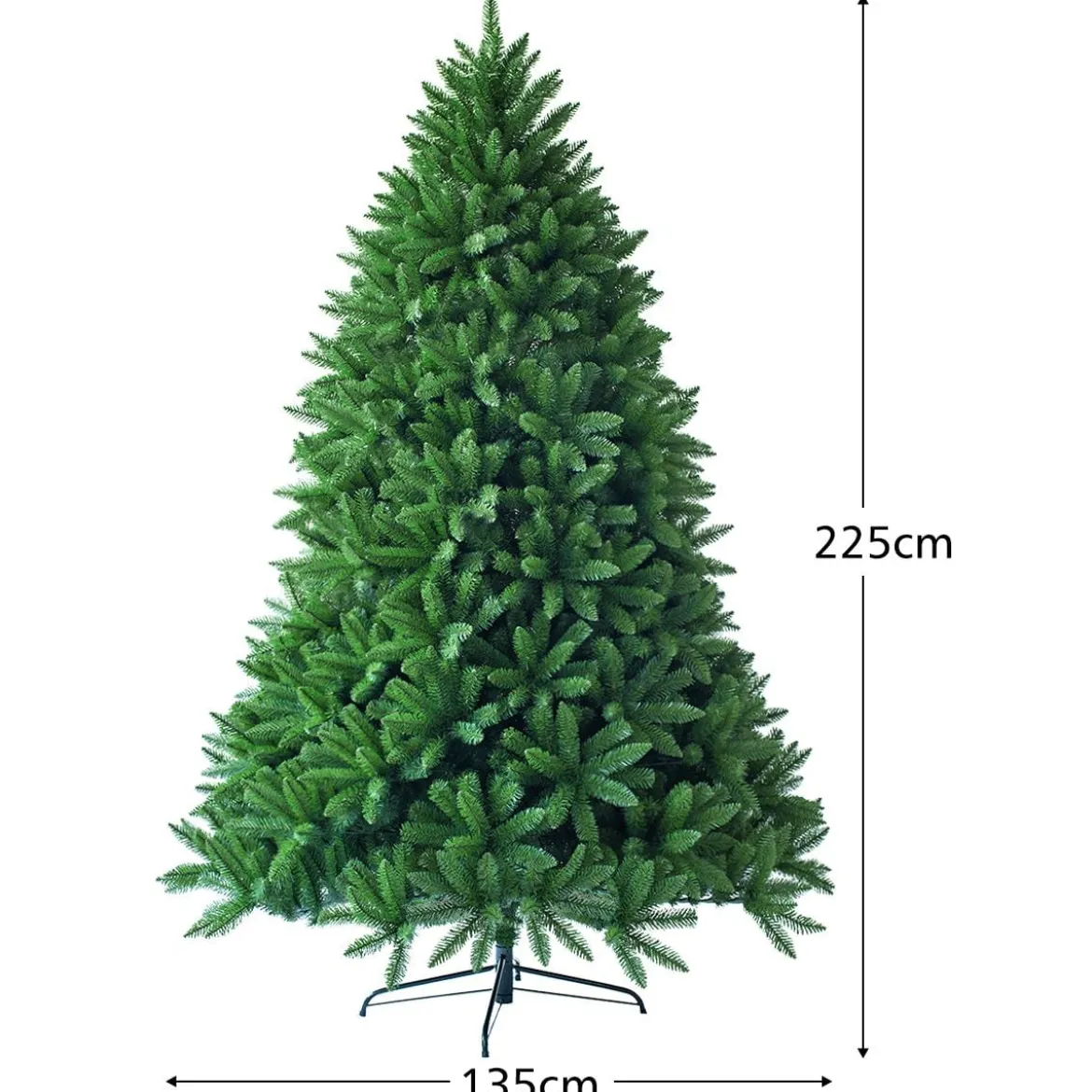 225 cm Künstlicher Weihnachtsbaum hochwertige PVC-Nadeln Christbaum Grün