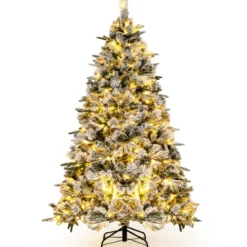 180 cm Künstlicher Weihnachtsbaum mit Schnee & 250 Warmweißen LED-Lichtern Grün