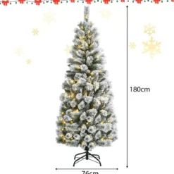 180 cm Künstlicher Weihnachtsbaum mit 200 Farbwechselnden LED-Lichtern