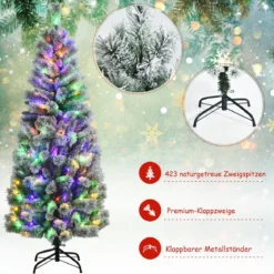 180 cm Künstlicher Weihnachtsbaum mit 200 Farbwechselnden LED-Lichtern