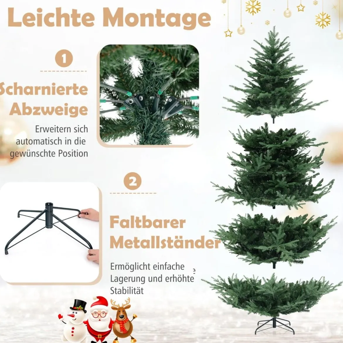 240 cm Künstlicher Weihnachtsbaum mit 450 Warmweißen LED Lichtern Tannenbaum