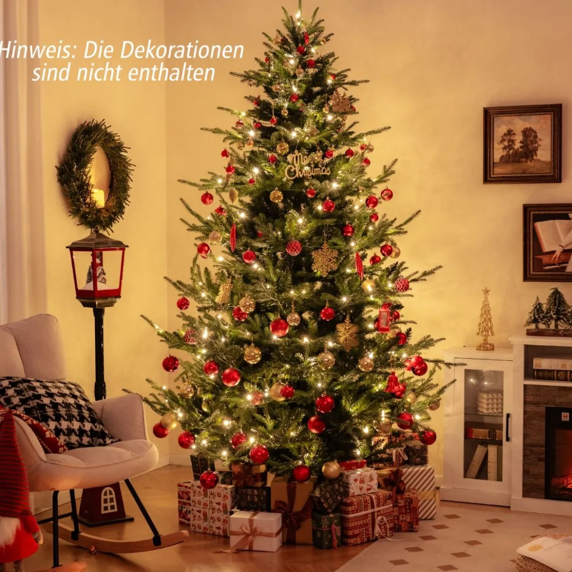 240 cm Künstlicher Weihnachtsbaum mit 450 Warmweißen LED Lichtern Tannenbaum