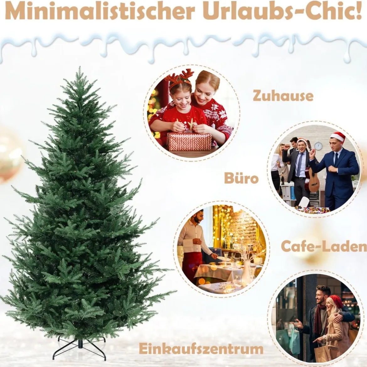 240 cm Künstlicher Weihnachtsbaum mit 450 Warmweißen LED Lichtern Tannenbaum