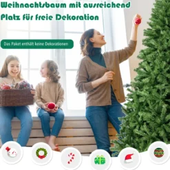 270cm Künstlicher Weihnachtsbaum mit Klappsystem & 2132 Spitzen PVC Nadeln Tannenbaum
