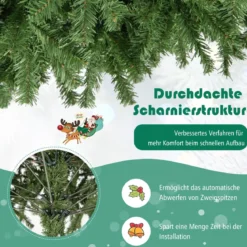 270cm Künstlicher Weihnachtsbaum mit Klappsystem & 2132 Spitzen PVC Nadeln Tannenbaum