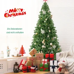 270cm Künstlicher Weihnachtsbaum mit Klappsystem & 2132 Spitzen PVC Nadeln Tannenbaum
