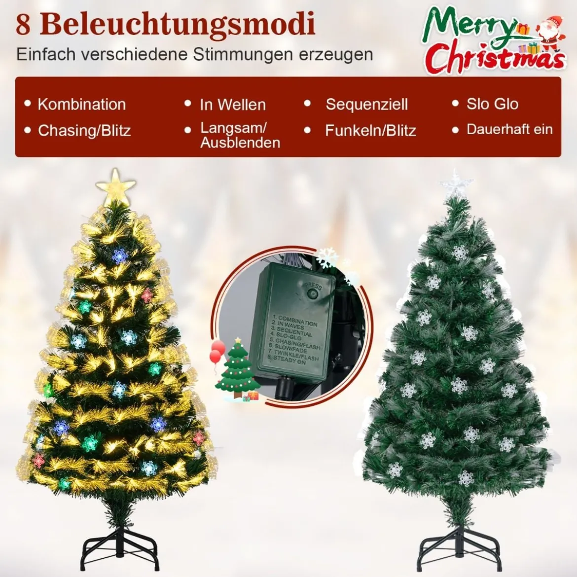 120 cm Künstlicher Weihnachtsbaum mit Beleuchtung & Sternspitze Mini Tannenbaum Christbaum