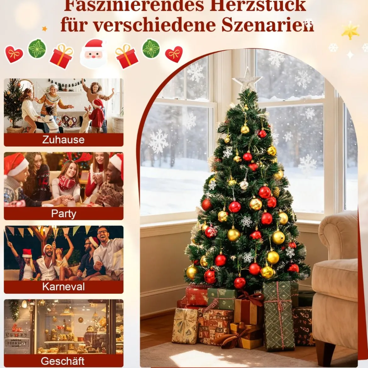 120 cm Künstlicher Weihnachtsbaum mit Beleuchtung & Sternspitze Mini Tannenbaum Christbaum