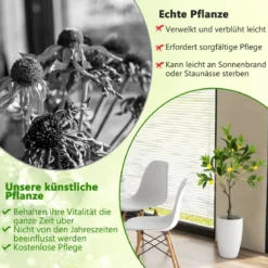 80 cm Künstlicher Zitronenbaum Limonenbaum mit Topf & 9 Zitronen Kunstpflanze mit Früchten
