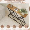 140 cm Konsolentisch Landhaus-Eingangstisch mit geometrischer Metallbasis industrieller Akzenttisch Holzfarbe
