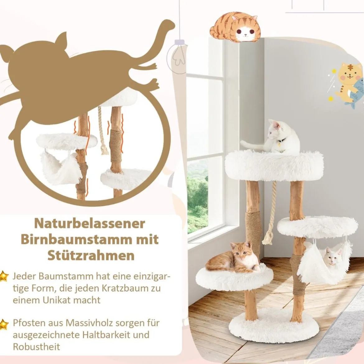 87 cm Kratzbaum aus Massivholz mehrschichtiges Katzenaktivitätszentrum