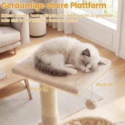 64cm Kratzbaum Aussichtsplatz Hängematte Sisal Kratzstämme Ball Kletterplattformen Beige