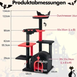 134 cm Kratzbaum mit Kratzsäulen & Katzenhöhle & Plattformen Katzenbaum Kletterbaum