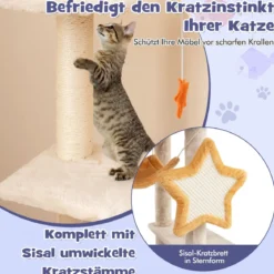 160 cm Kratzbaum mit Sisal-Kratzpfosten & -Brett & Haus Mehrstöckiger Katzenbaum Katzenturm