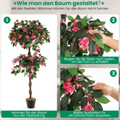 150 cm Kunstbaum im Topf mit 252 Blüten & Natürlichen Blättern & Stamm Bougainvillee