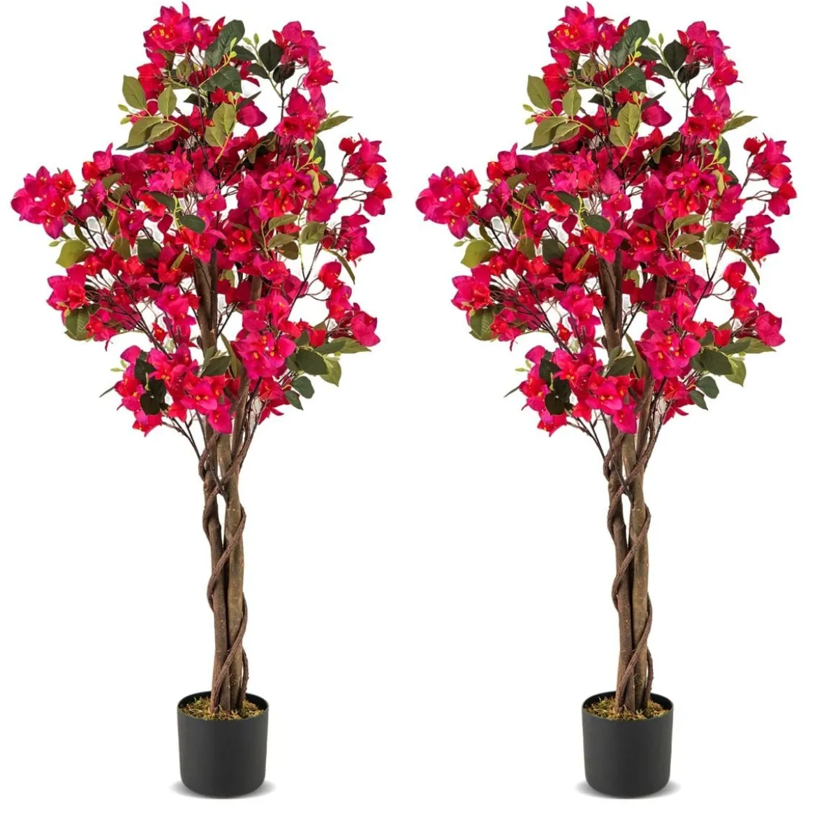 120 cm Kunstbaum mit Blüten im Topf Künstlicher Bougainvillea Baum Künstliche Pflanzen