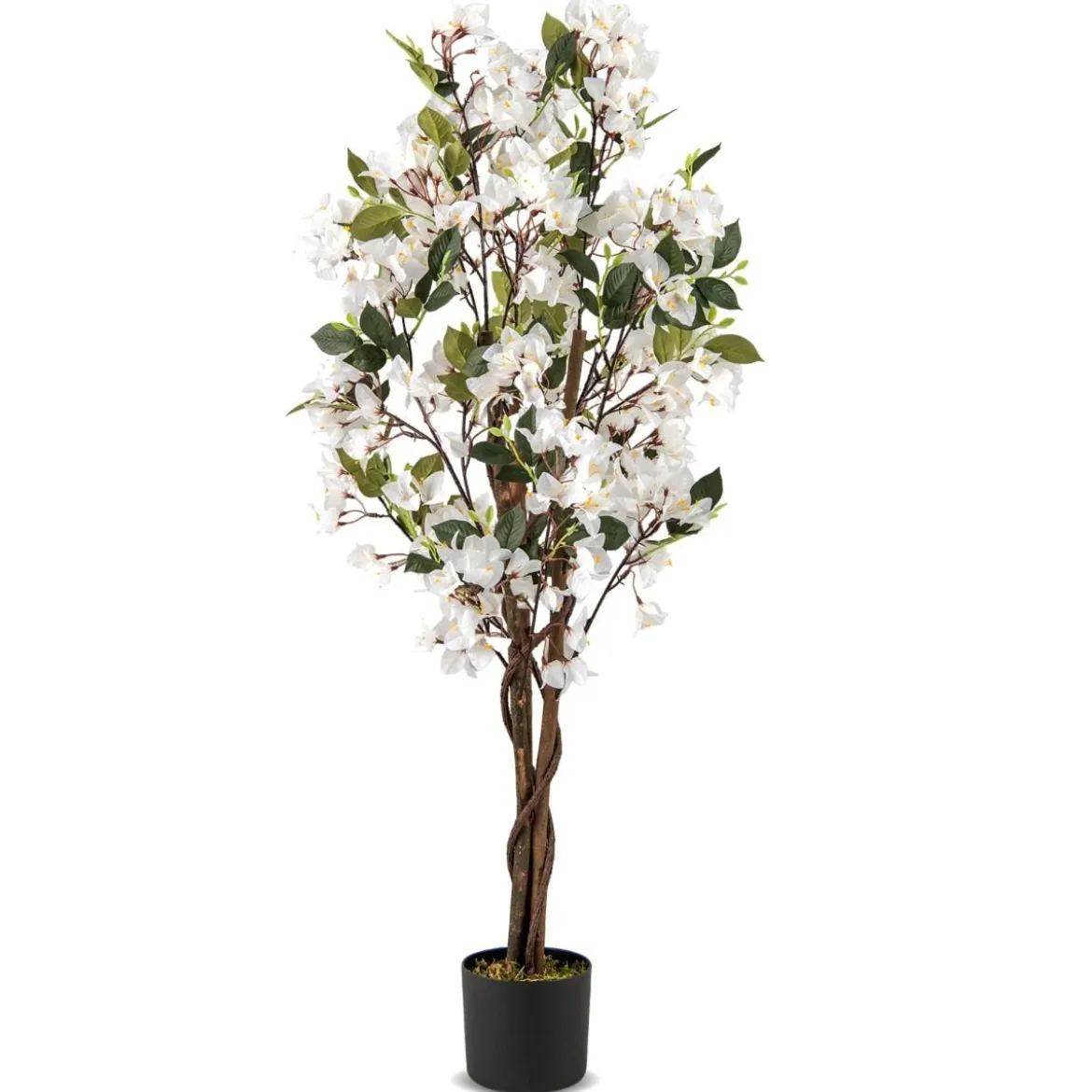 120 cm Kunstbaum mit Blüten im Topf Künstlicher Bougainvillea Baum Künstliche Pflanzen