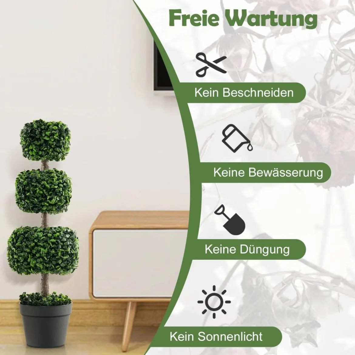 75 cm Kunstpflanze Kunstbaum mit Topf Künstliche DekopflanzeTopfpflanze Grün