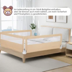150 cm Lange Bettgitter für Kleinkinder faltbares Baby-Bettgitter mit abnehmbarem Bezug atmungsaktives Netz Beige