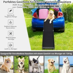 160 cm lange Faltbare Haustierrampe Tragbare Autorampe für Hunde schwarz